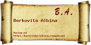 Berkovits Albina névjegykártya